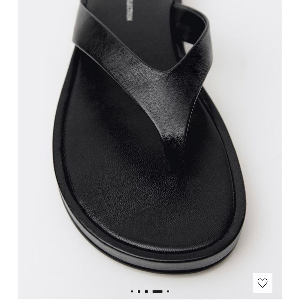 MANGO MNG Selection $140 Black Leather Sandals Women’s EU 38 NEW - Picture 3 of 5